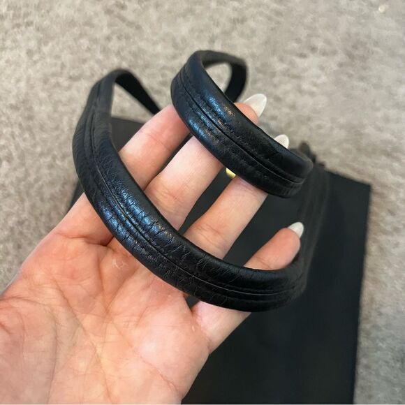 MINOR HISTORY Anthropologie Half Moon Tote Black Leather Semi Circle - Picture 5 of 10